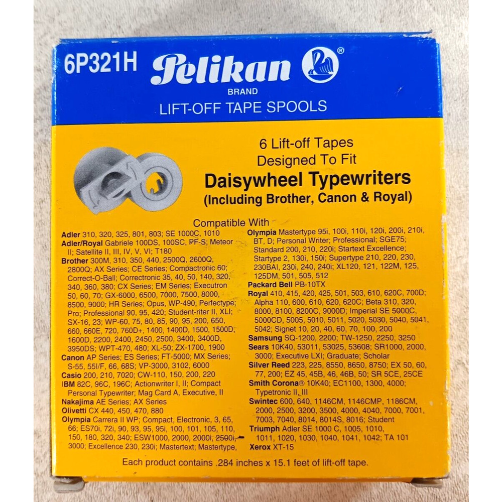 6 Lift Off Correction Tape Spools Pelikan 6P321h Daisywheel Typewriters